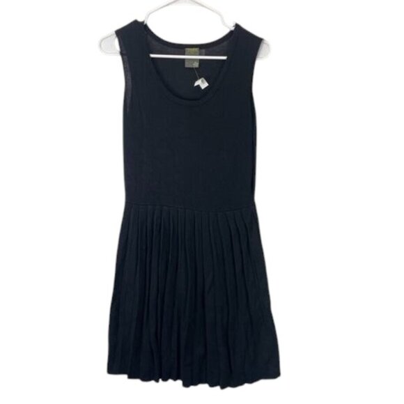 Taylor‎ Fit & Flare Dress Women’s Size L Black Sleeveless Pleated Midi NWT - Picture 1 of 9